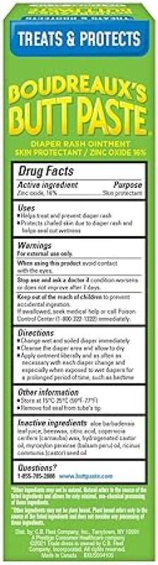 BOUDREAUXS BUTT PASTE 4OZ BARRIER OINTMENT 4OZ NATURAL ALOE DIAPER RASH CREAM, TWIN PACK