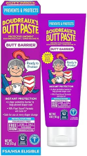 BOUDREAUX S BUTT PASTE DIAPER RASH CREAM, DIMETHICONE BARRIER OINTMENT, 4 OZ TUBE
