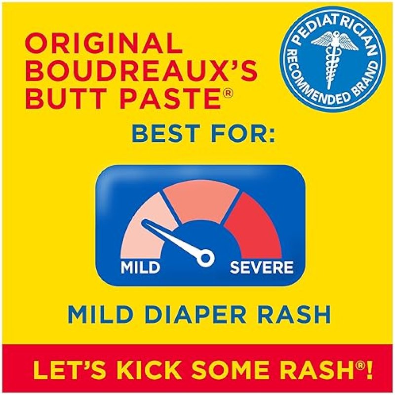 BOUDREAUX S BUTT PASTE DIAPER RASH CREAM FOR BABIES WITH ZINC OXIDE, 4OZ TUBE ORIGINAL FORMULA