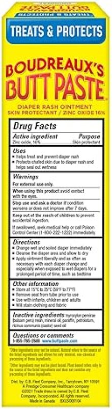 BOUDREAUX S BUTT PASTE DIAPER RASH CREAM FOR BABIES WITH ZINC OXIDE, 4OZ TUBE ORIGINAL FORMULA