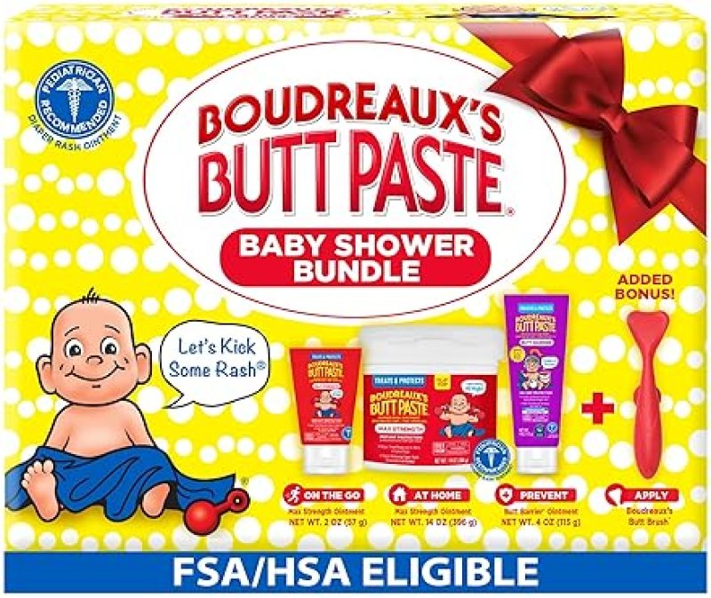 BOUDREAUX S BUTT PASTE BABY SHOWER BUNDLE DIAPER RASH CREAM, OINTMENT APPLICATOR SET