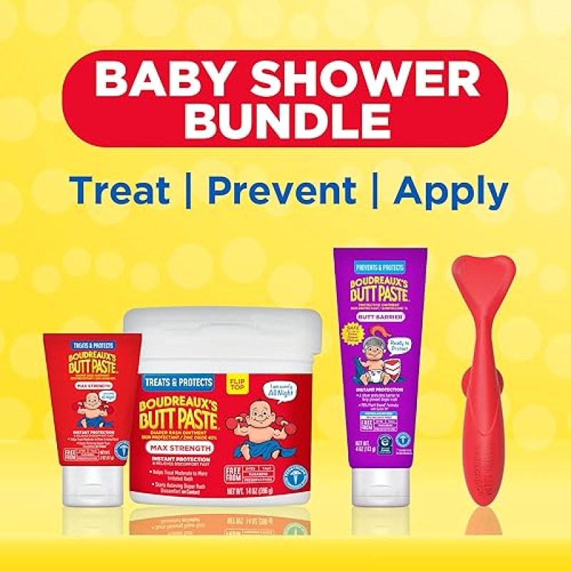 BOUDREAUX S BUTT PASTE BABY SHOWER BUNDLE DIAPER RASH CREAM, OINTMENT APPLICATOR SET