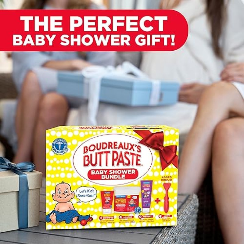 BOUDREAUX S BUTT PASTE BABY SHOWER BUNDLE DIAPER RASH CREAM, OINTMENT APPLICATOR SET