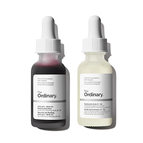 THE ORDINARY BRIGHT HYDRATED DUO PEELING SOLUTION HYALURONIC ACID SET, VEGAN, 1OZ EACH