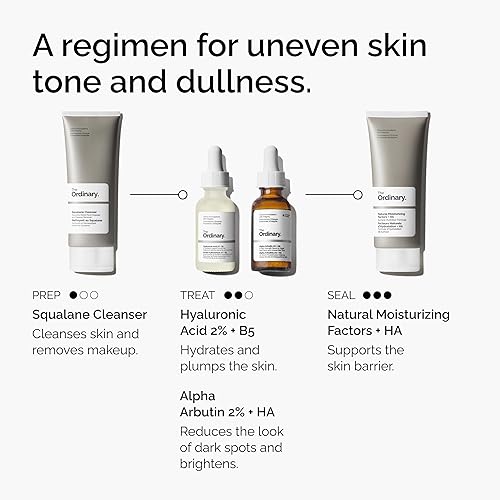 THE ORDINARY ALPHA ARBUTIN 2 HYALURONIC ACID SERUM FOR DARK SPOTS BRIGHTENING, 1 FL OZ