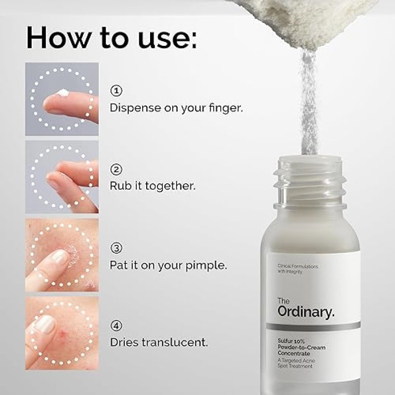 THE ORDINARY SULFUR 10 ACNE SPOT TREATMENT, REDUCES PIMPLES REDNESS, 0.18 OZ POWDER-TO-CREAM