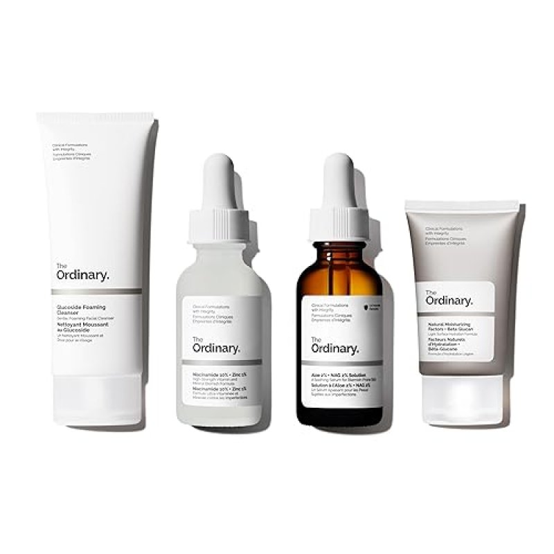 THE ORDINARY SENSITIVE SKIN CARE SET FOAMING CLEANSER, NIACINAMIDE, ALOE, MOISTURIZER BUNDLE