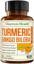 VIMERSON HEALTH GINKGO BILOBA TURMERIC CURCUMIN CAPSULES WITH BLACK PEPPER VEGAN SUPPLEMENT FOR MEMORY JOINTS