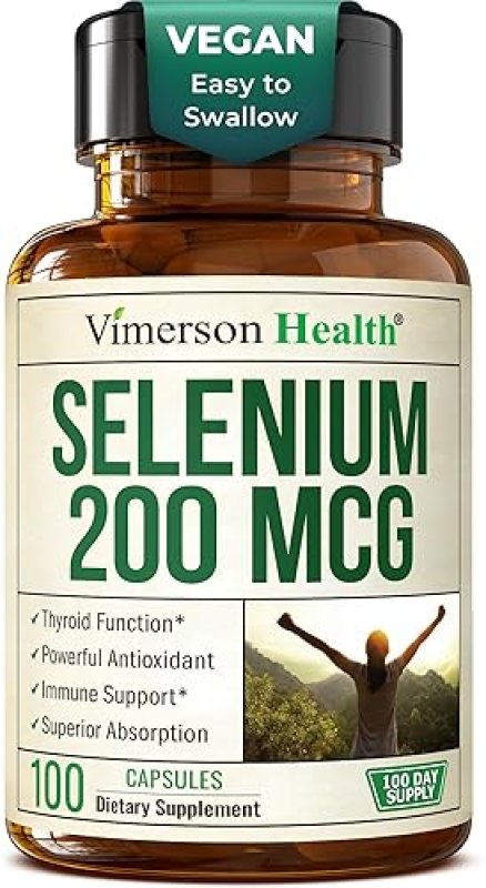 VIMERSON HEALTH SELENIUM 200 MCG CAPSULES HIGH POTENCY L-SELENOMETHIONINE SUPPLEMENT FOR THYROID IMMUNITY, 100CT