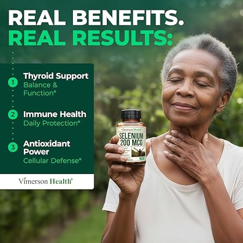 VIMERSON HEALTH SELENIUM 200 MCG CAPSULES HIGH POTENCY L-SELENOMETHIONINE SUPPLEMENT FOR THYROID IMMUNITY, 100CT