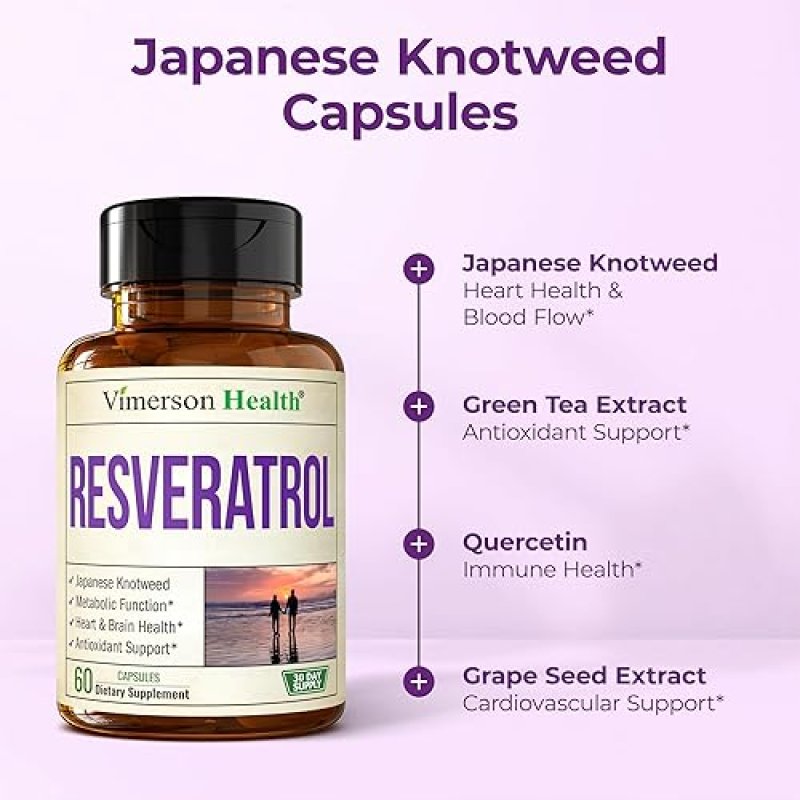 VIMERSON HEALTH JAPANESE KNOTWEED CAPSULES 1000MG RESVERATROL, QUERCETIN, GREEN TEA GRAPE EXTRACT 60 CAPS