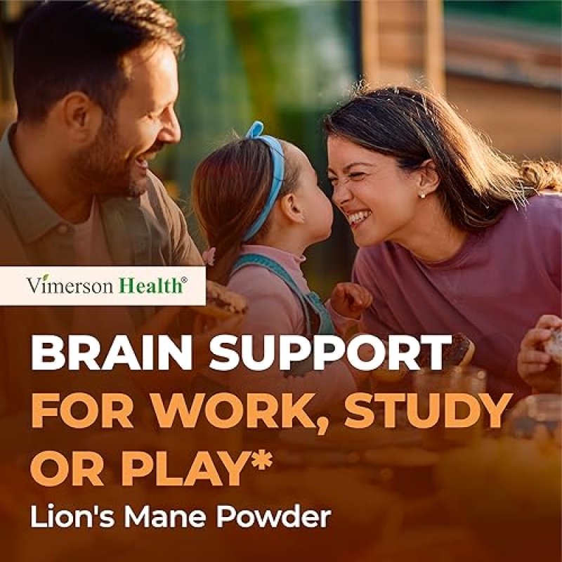 VIMERSON HEALTH  LIONS MANE MUSHROOM SUPPLEMENT FOCUS, ENERGY IMMUNE SUPPORT 60 VEGAN NON-GMO CAPSULES