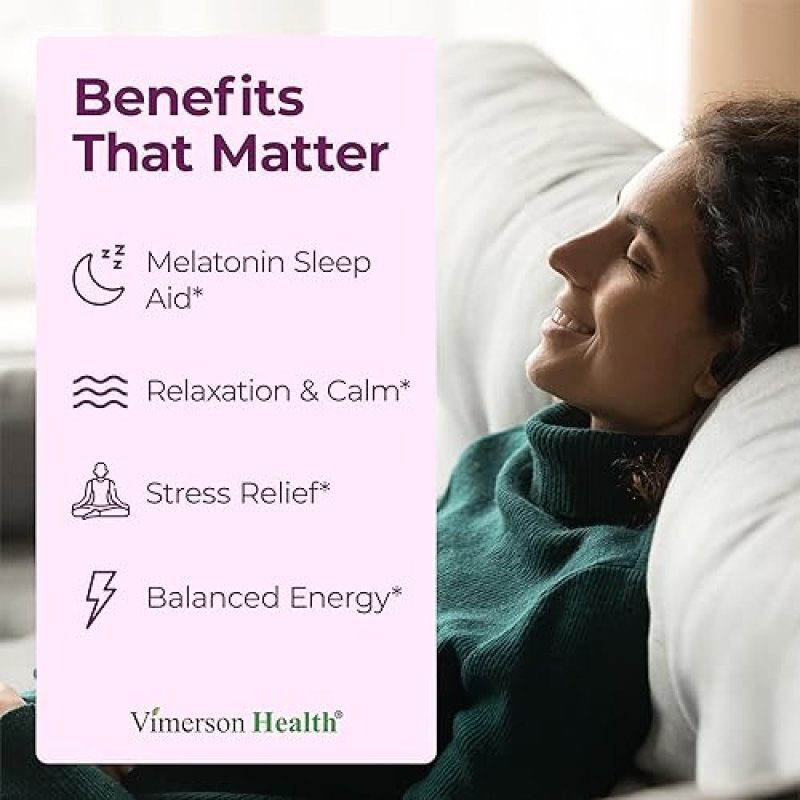 VIMERSON HEALTH MELATONIN 3MG SLEEP AID WITH L-THEANINE, VALERIAN, TURMERIC CURCUMIN, GINGER BLACK PEPPER 60 CAPS
