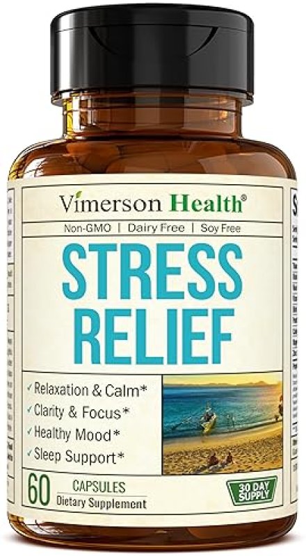 VIMERSON HEALTH STRESS RELIEF SUPPLEMENT 5-HTP, ASHWAGANDHA, GABA, B-VITAMINS CALM, MOOD SLEEP SUPPORT, 60 VEG CAPS