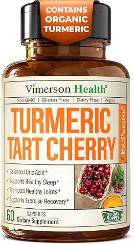 VIMERSON HEALTH TURMERIC CURCUMIN WITH TART CHERRY CELERY SEED URIC ACID BALANCE, JOINT SUPPORT, SLEEP AID 60 CAPS
