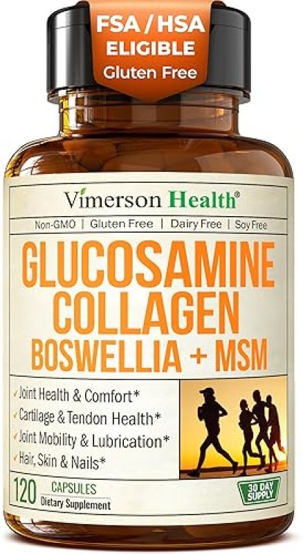 VIMERSON HEALTH GLUCOSAMINE CHONDROITIN MSM COLLAGEN CAPSULES FOR JOINT, HAIR, SKIN NAIL SUPPORT 120 FSA CAPS