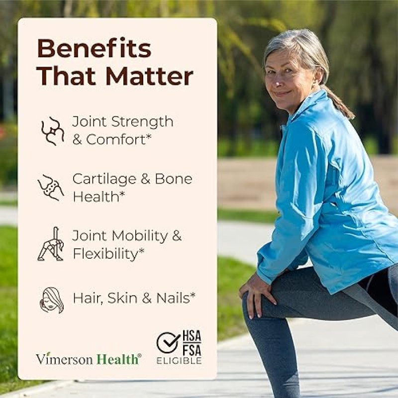 VIMERSON HEALTH GLUCOSAMINE CHONDROITIN MSM COLLAGEN CAPSULES FOR JOINT, HAIR, SKIN NAIL SUPPORT 120 FSA CAPS