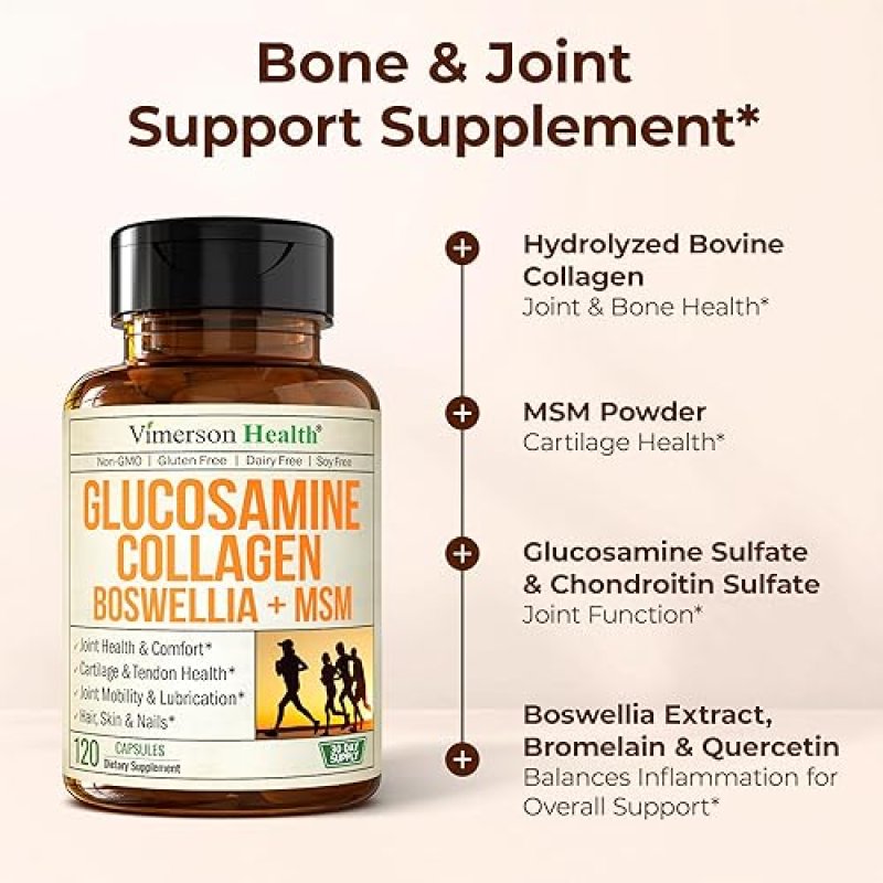VIMERSON HEALTH GLUCOSAMINE CHONDROITIN MSM COLLAGEN CAPSULES FOR JOINT, HAIR, SKIN NAIL SUPPORT 120 FSA CAPS