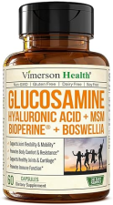 VIMERSON HEALTH GLUCOSAMINE SULFATE JOINT SUPPORT WITH HYALURONIC ACID, BOSWELLIA, MSM BLACK PEPPER 60 CAPS