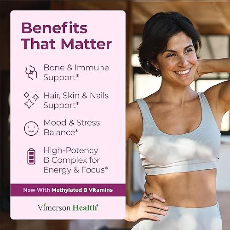 VIMERSON HEALTH WOMENS MULTIVITAMIN CAPSULES METHYLATED, BIOAVAILABLE WITH B12, D, C, ZINC MAGNESIUM, DAILY SUPPORT