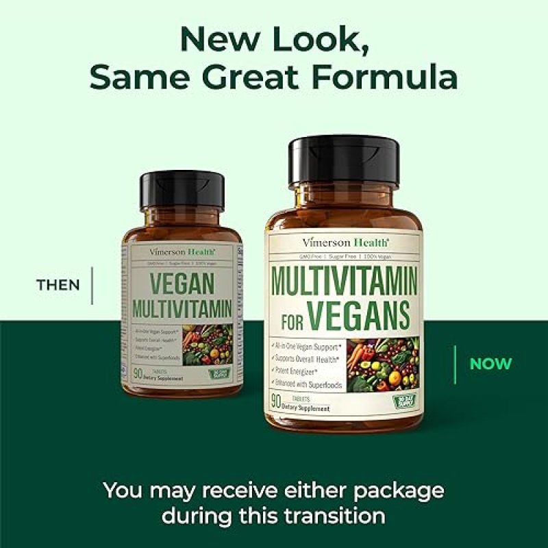 VIMERSON HEALTH VEGAN MULTIVITAMIN TABLETS FOR WOMEN MEN 23 ESSENTIAL VITAMINS MINERALS FOR WELLNESS, 90 CT