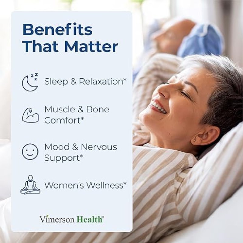 VIMERSON HEALTH MAGNESIUM GLYCINATE 200MG CHELATED VEGAN CAPSULES FOR SLEEP, RELAXATION MUSCLE SUPPORT 60CT