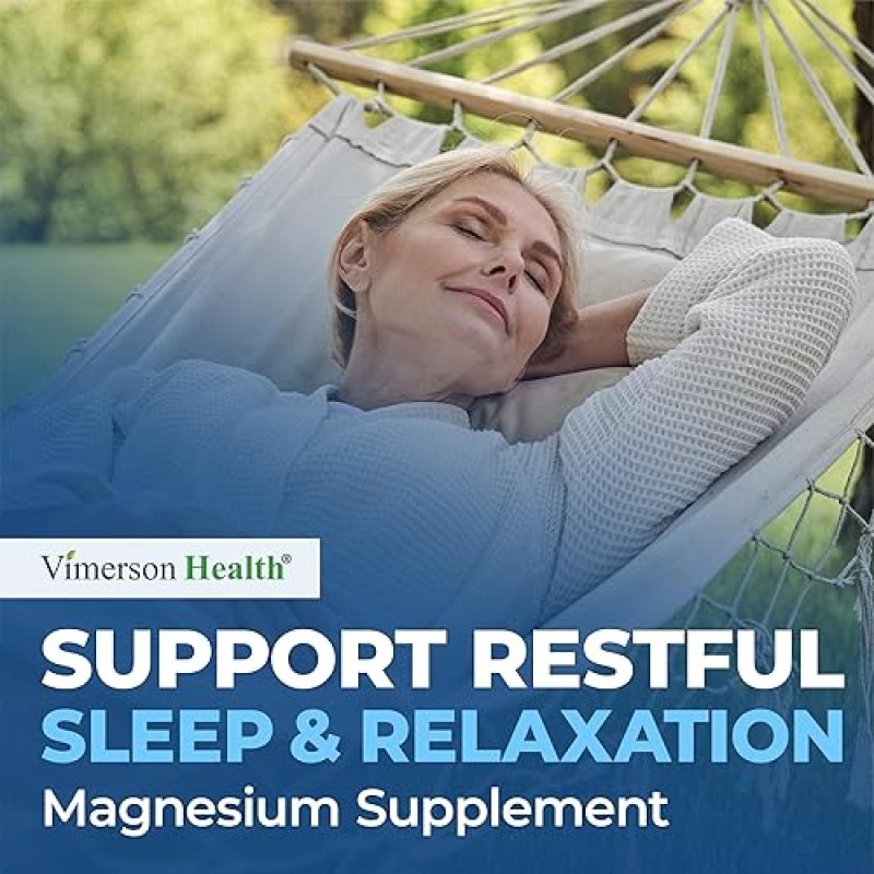 VIMERSON HEALTH MAGNESIUM GLYCINATE 200MG CHELATED VEGAN CAPSULES FOR SLEEP, RELAXATION MUSCLE SUPPORT 60CT
