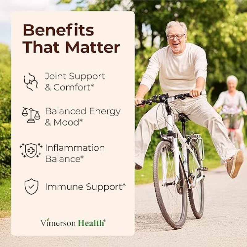 VIMERSON HEALTH ORGANIC ASHWAGANDHA TURMERIC CURCUMIN WITH GINGER BLACK PEPPER FOR JOINT, ENERGY IMMUNE SUPPORT, 60