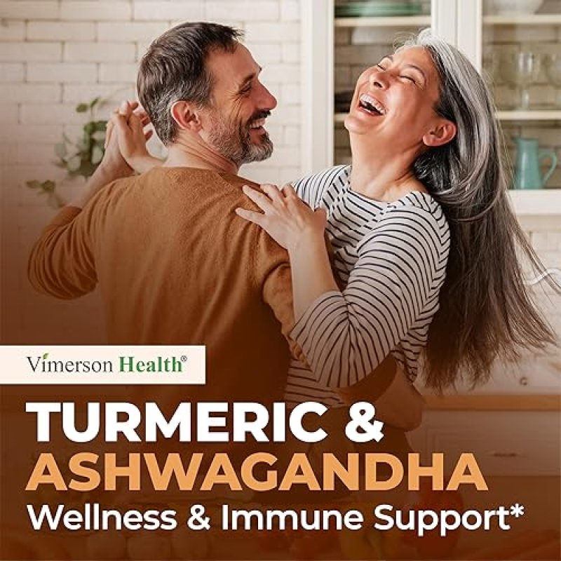VIMERSON HEALTH ORGANIC ASHWAGANDHA TURMERIC CURCUMIN WITH GINGER BLACK PEPPER FOR JOINT, ENERGY IMMUNE SUPPORT, 60