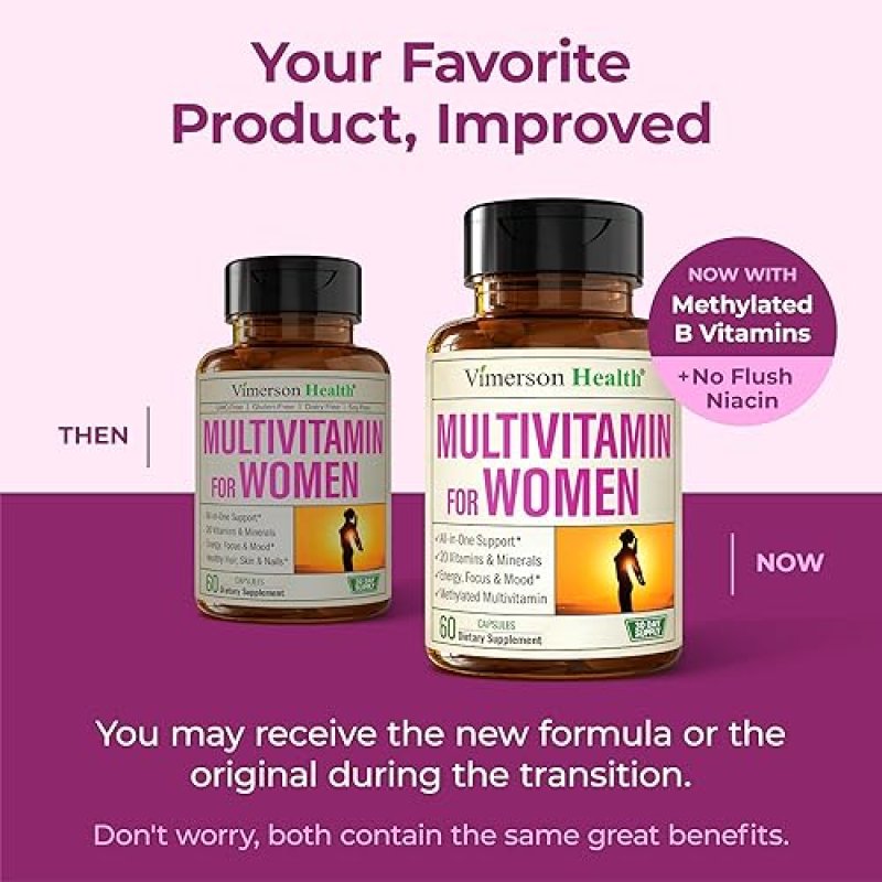 VIMERSON HEALTH WOMENS MULTIVITAMIN CAPSULES WITH METHYLATED B12, D, C, ZINC MAGNESIUM DAILY SUPPORT