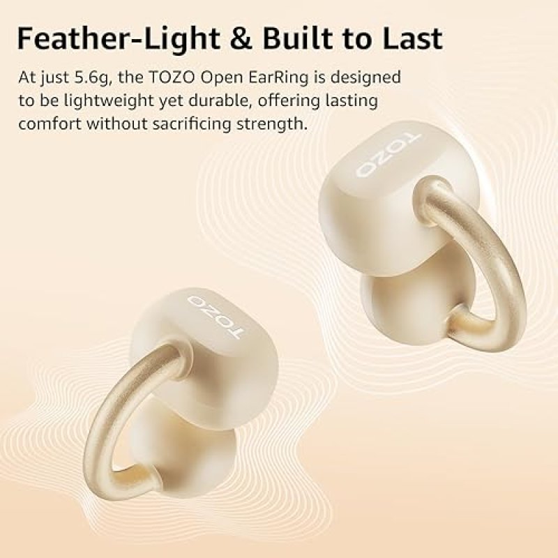 TOZO OPENEARRING OPEN-EAR WIRELESS EARBUDS, 40H PLAY, BLUETOOTH 5.4, CLIP-ON SPORTS HEADPHONES, KHAK