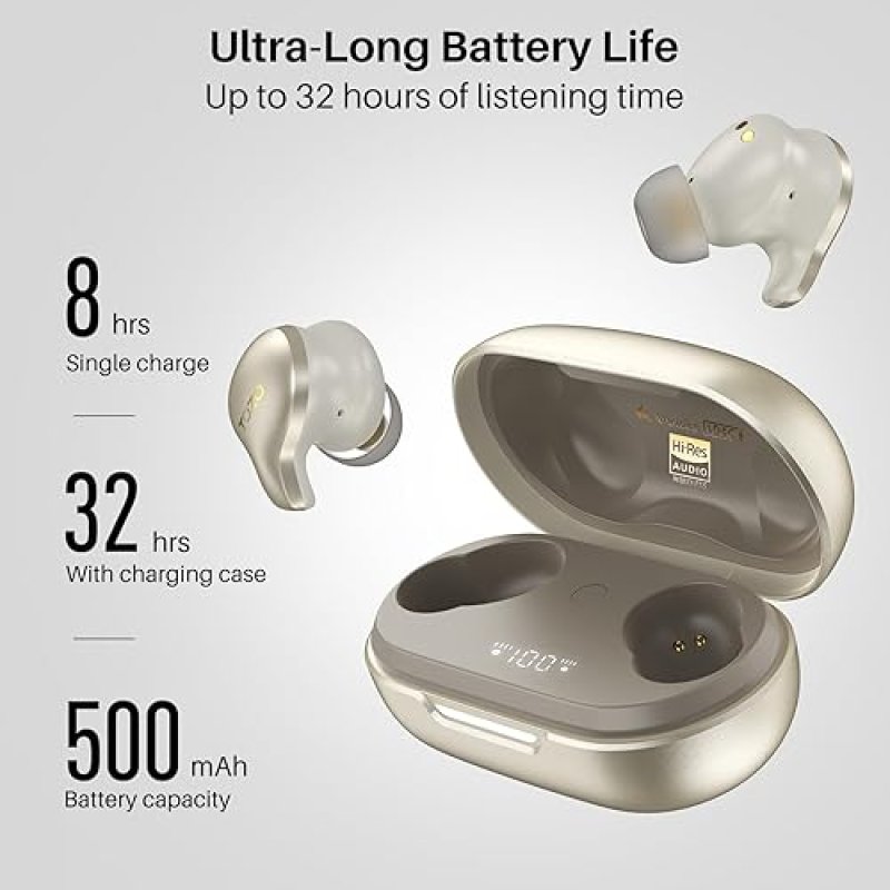 TOZO GOLDEN X1 WIRELESS EARBUDS, LDAC HI-RES AUDIO, NOISE CANCELLING BLUETOOTH HEADPHONES