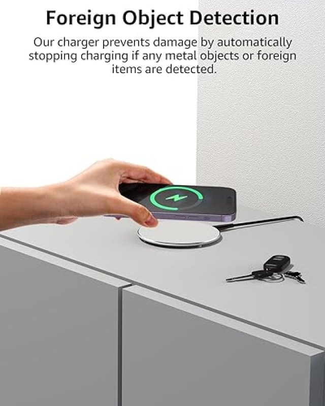 TOZO 15W FAST WIRELESS CHARGER PAD, ANTI-SLIP, FOR IPHONE 17 16 15 14, SAMSUNG S25 S24 S23, SILVER