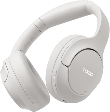 TOZO HT2 WIRELESS OVER-EAR HEADPHONES, HYBRID ANC, 60H, HI-RES AUDIO, DEEP BASS, WHITE