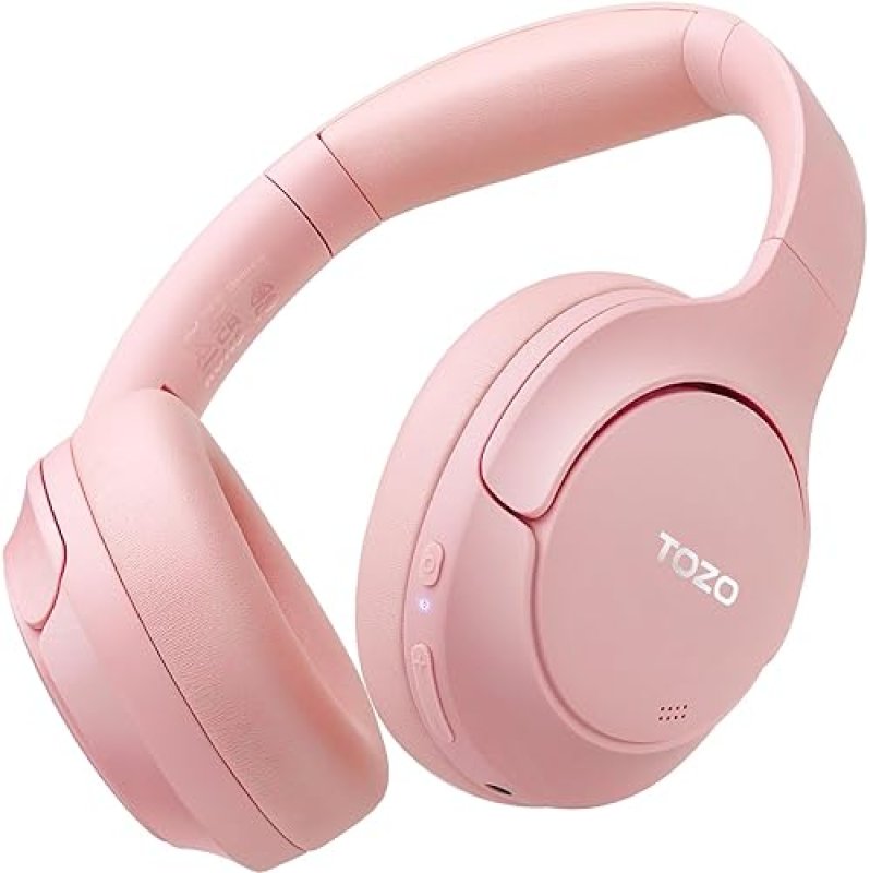 TOZO HT2 WIRELESS OVER-EAR HEADPHONES, HYBRID ANC, 60H PLAYTIME, HI-RES AUDIO, PINK