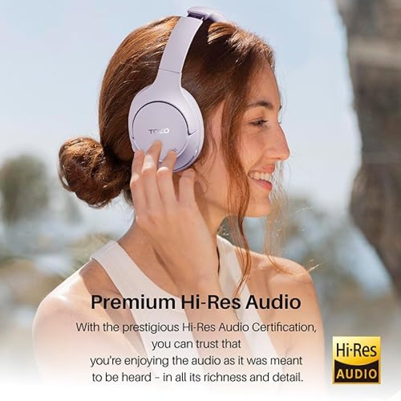 TOZO HT2 WIRELESS OVER-EAR HEADPHONES, HYBRID ANC, 60H PLAYTIME, HI-RES AUDIO, DEEP BASS, PURPLE