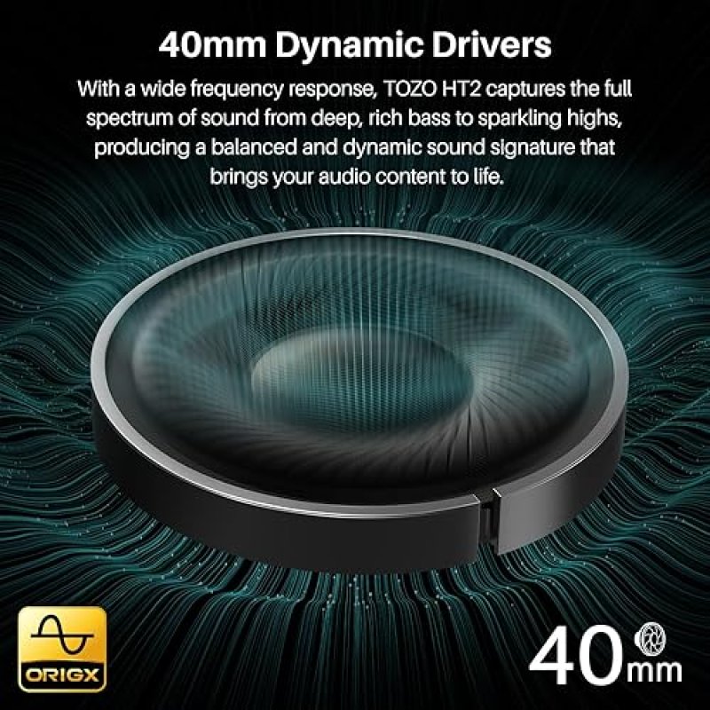 TOZO HT2 WIRELESS OVER-EAR HEADPHONES, HYBRID ANC, 60H PLAYTIME, HI-RES AUDIO, DEEP BASS, PURPLE
