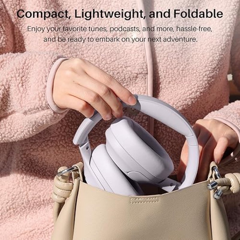 TOZO HT2 WIRELESS OVER-EAR HEADPHONES, HYBRID ANC, 60H PLAYTIME, HI-RES AUDIO, DEEP BASS, PURPLE