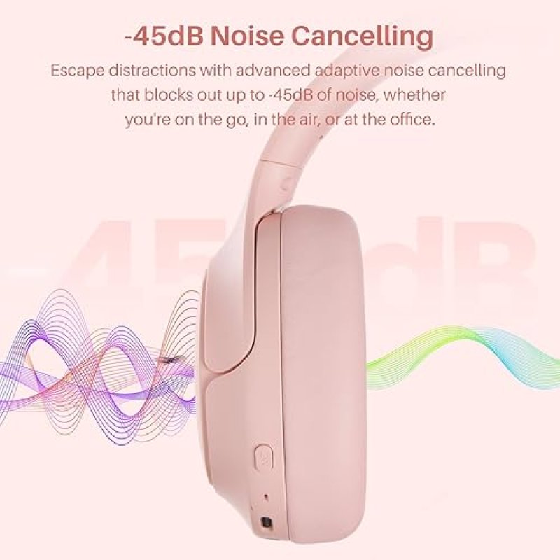 TOZO HT3 WIRELESS OVER-EAR HEADPHONES, HYBRID NOISE CANCELLING, 90H PLAYTIME, SPATIAL AUDIO, 5 MICS