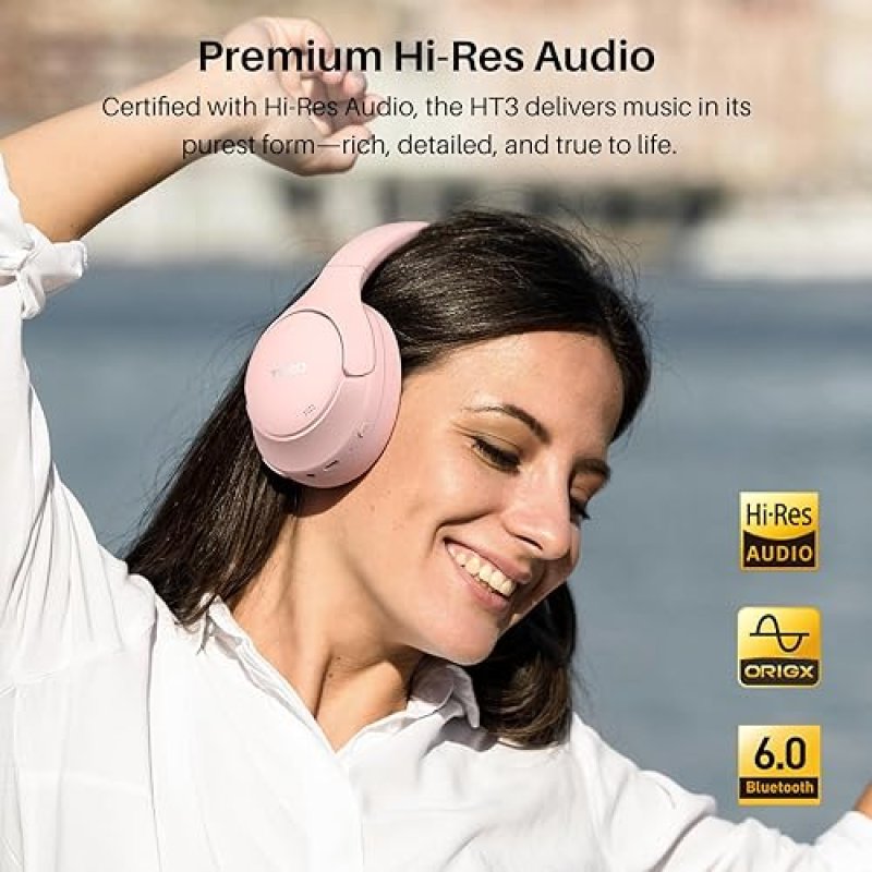 TOZO HT3 WIRELESS OVER-EAR HEADPHONES, HYBRID NOISE CANCELLING, 90H PLAYTIME, SPATIAL AUDIO, 5 MICS