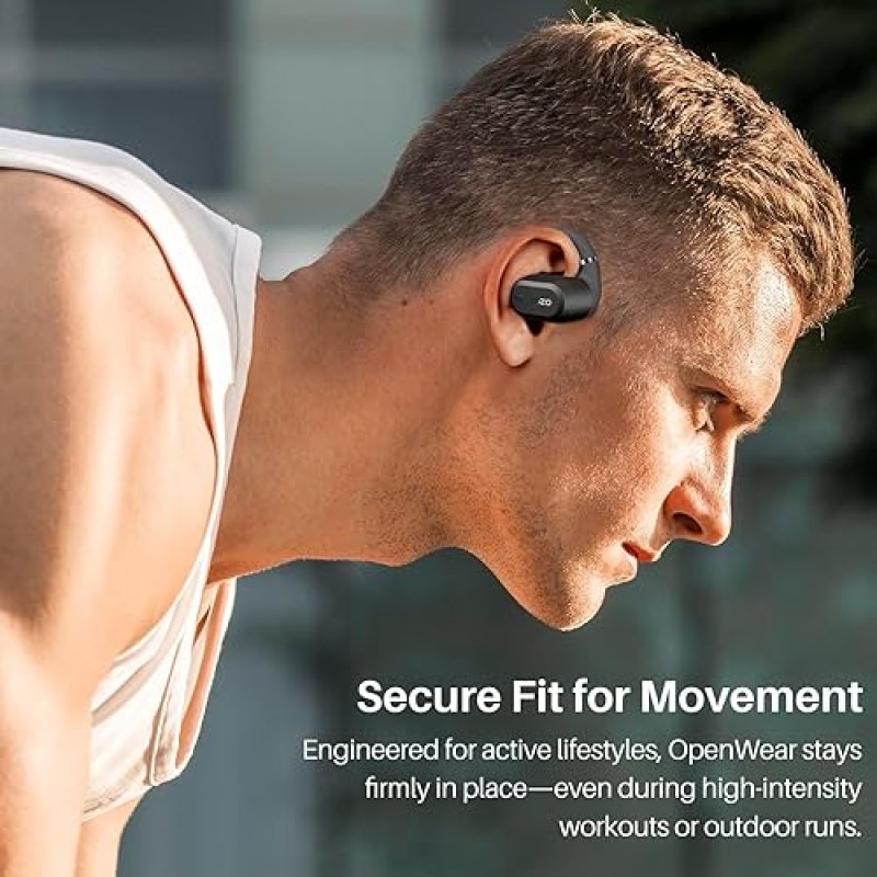TOZO OPENWEAR OPEN EAR BLUETOOTH 5.4 HEADPHONES, ADJUSTABLE HOOKS, PUNCHY BASS, FAST CHARGING
