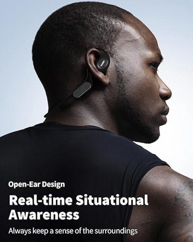 TOZO OPEN EAR BLUETOOTH 5.3 HEADPHONES, WIRELESS SPORT EARBUDS W MIC, 32 EQ, NOISE REDUCTION