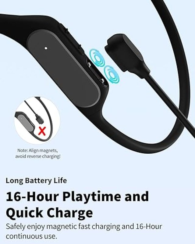 TOZO OPEN EAR BLUETOOTH 5.3 HEADPHONES, WIRELESS SPORT EARBUDS W MIC, 32 EQ, NOISE REDUCTION