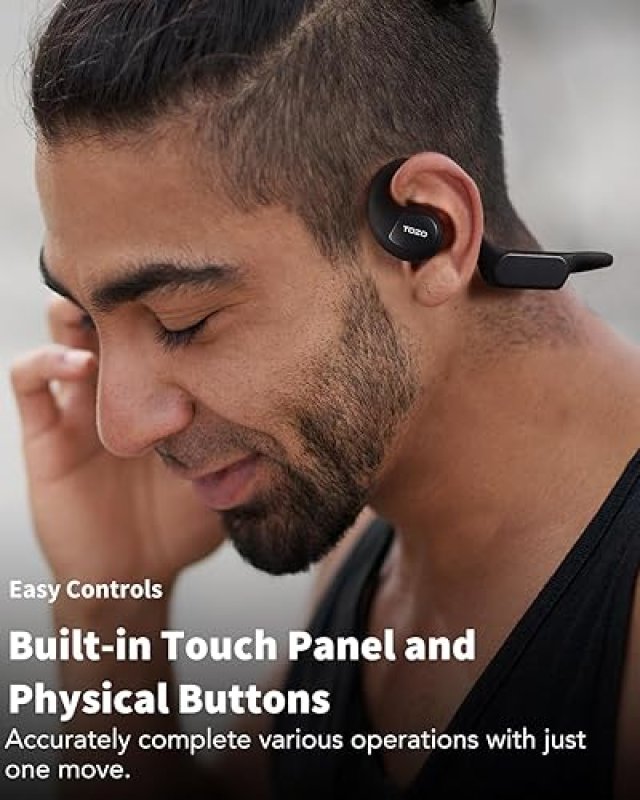 TOZO OPEN EAR BLUETOOTH 5.3 HEADPHONES, WIRELESS SPORT EARBUDS W MIC, 32 EQ, NOISE REDUCTION