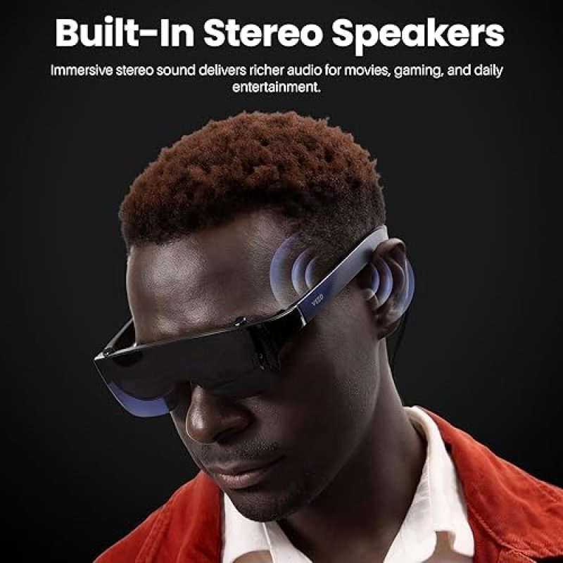 TOZO VIZO V1 AR GLASSES, 1800-NIT DISPLAY, STEREO SPEAKERS, MYOPIA CORRECTION, 2D 3D, IPHONE PC