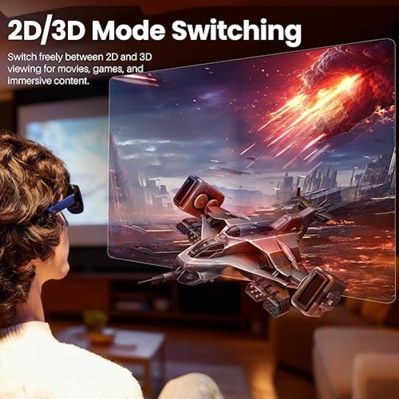 TOZO VIZO V1 AR GLASSES, 1800-NIT DISPLAY, STEREO SPEAKERS, MYOPIA CORRECTION, 2D 3D, IPHONE PC