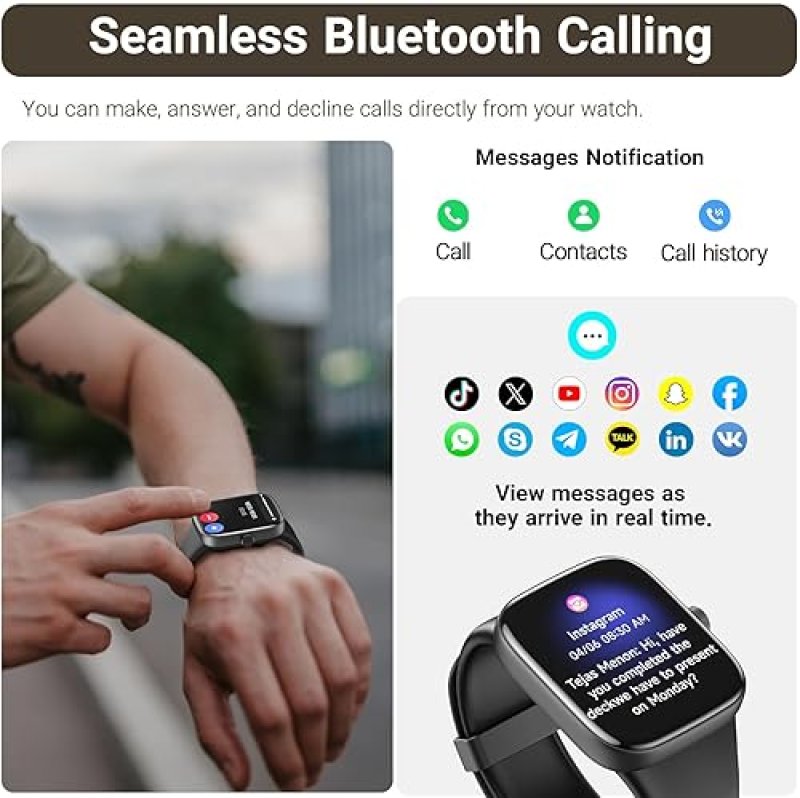 TOZO S7 AMOLED SMART WATCH 1.85 HD, BLUETOOTH CALL, 100 SPORTS MODES, SLEEP HEALTH MONITOR