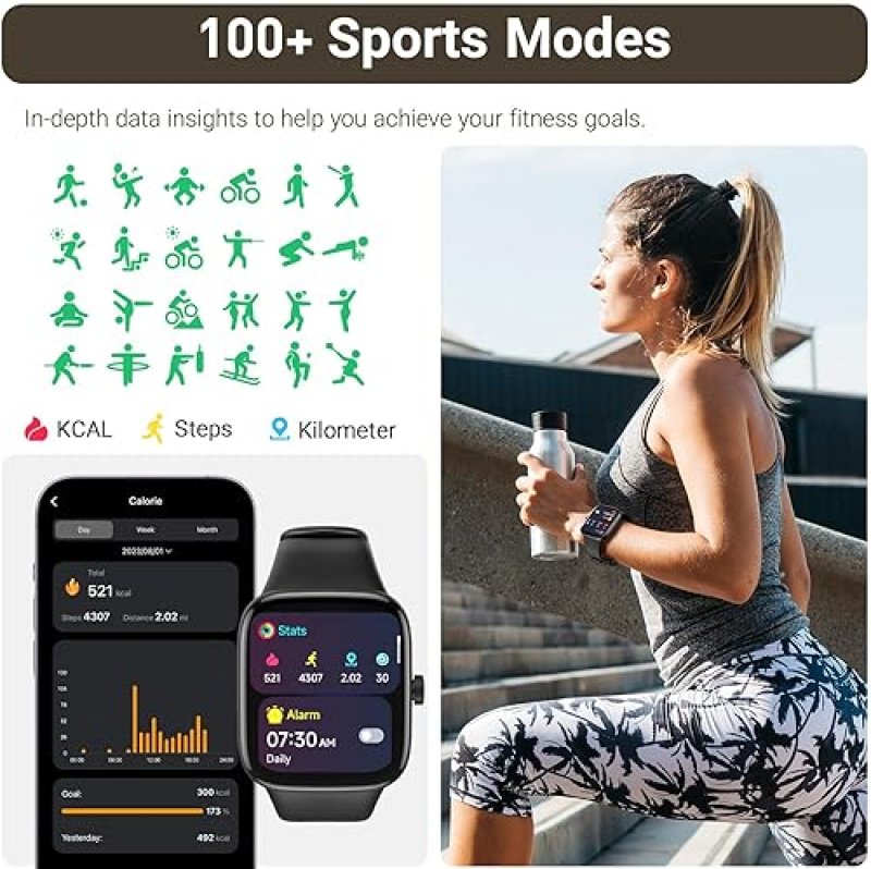 TOZO S7 AMOLED SMART WATCH 1.85 HD, BLUETOOTH CALL, 100 SPORTS MODES, SLEEP HEALTH MONITOR