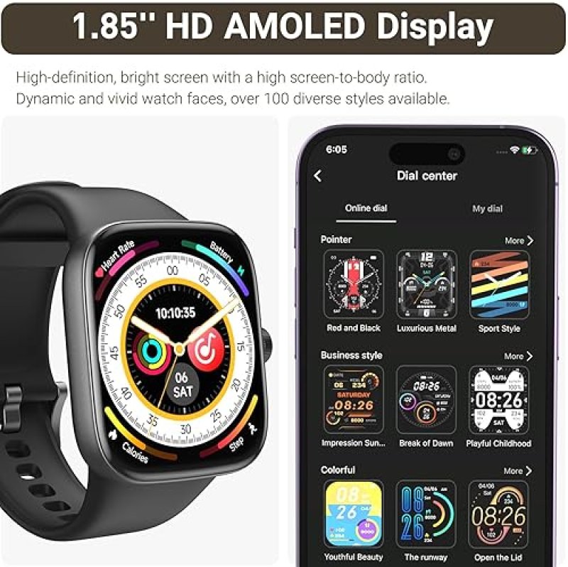 TOZO S7 AMOLED SMART WATCH 1.85 HD, BLUETOOTH CALL, 100 SPORTS MODES, SLEEP HEALTH MONITOR