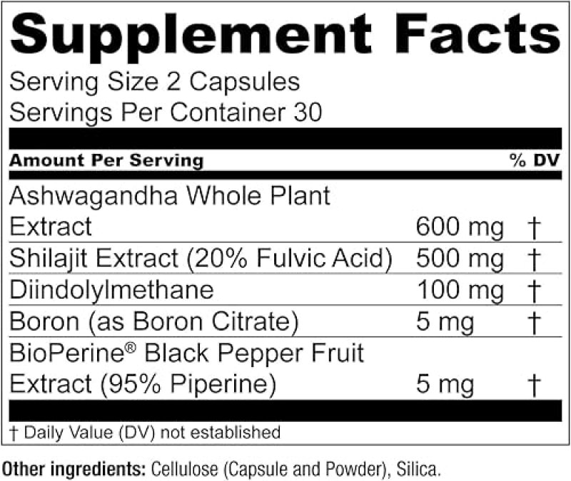 ESSENTIAL ELEMENTS  T-HERO TESTOSTERONE BOOSTER FOR MEN VITALITY, DRIVE, ASHWAGANDHA, SHILAJIT 60 CT, 2-PACK